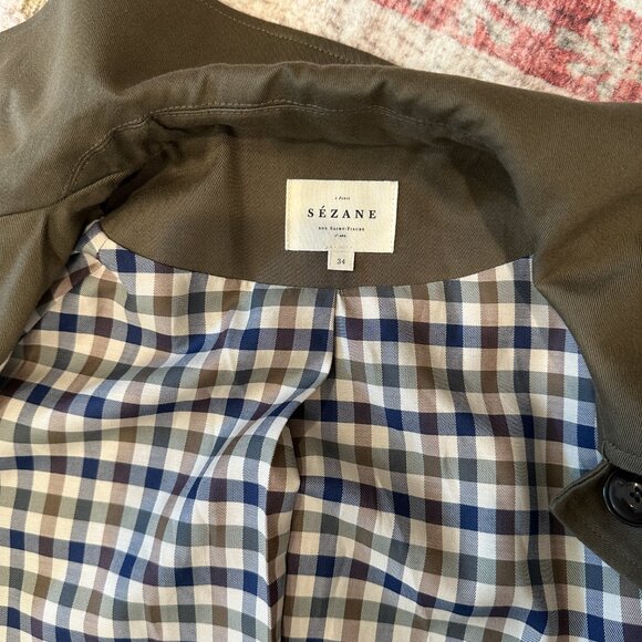 (SOLD) SEZANE Clyde Coat in Dark Green / Khaki, in size FR 34 / US 2 - Picture 3 of 5